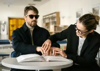 socialkonstruktionisme - objektivitet vs. en social konstruktion - kvinde fører blind mands hænder i blindebog