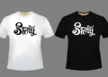 Dårlig leder her vist som bad story på en sort og en hvid t-shirt