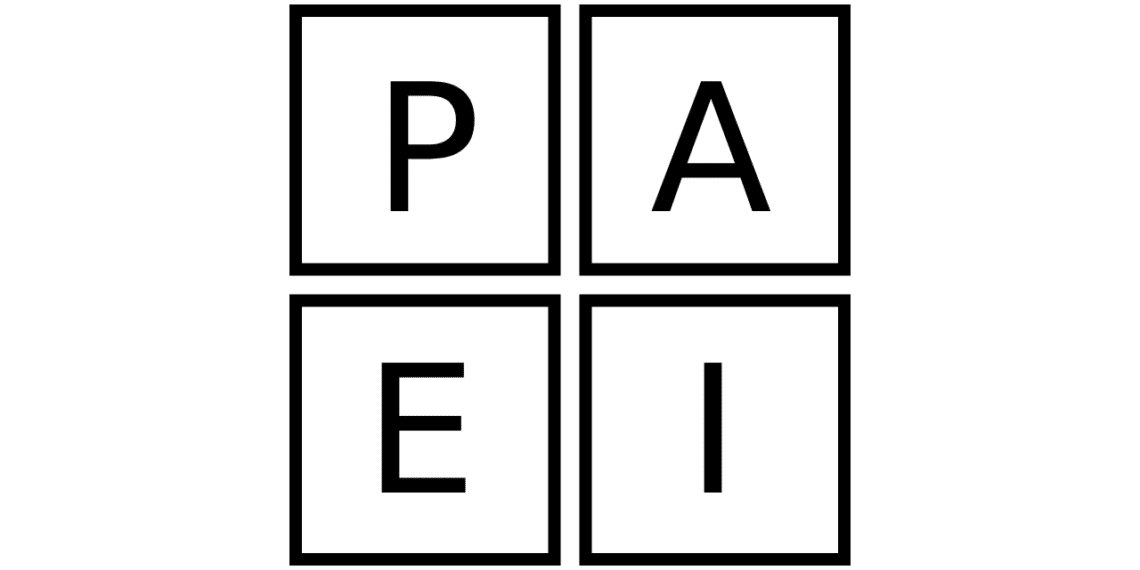 adizes lederroller i 4 firkant fra venstre mod højre P.A.E.I.