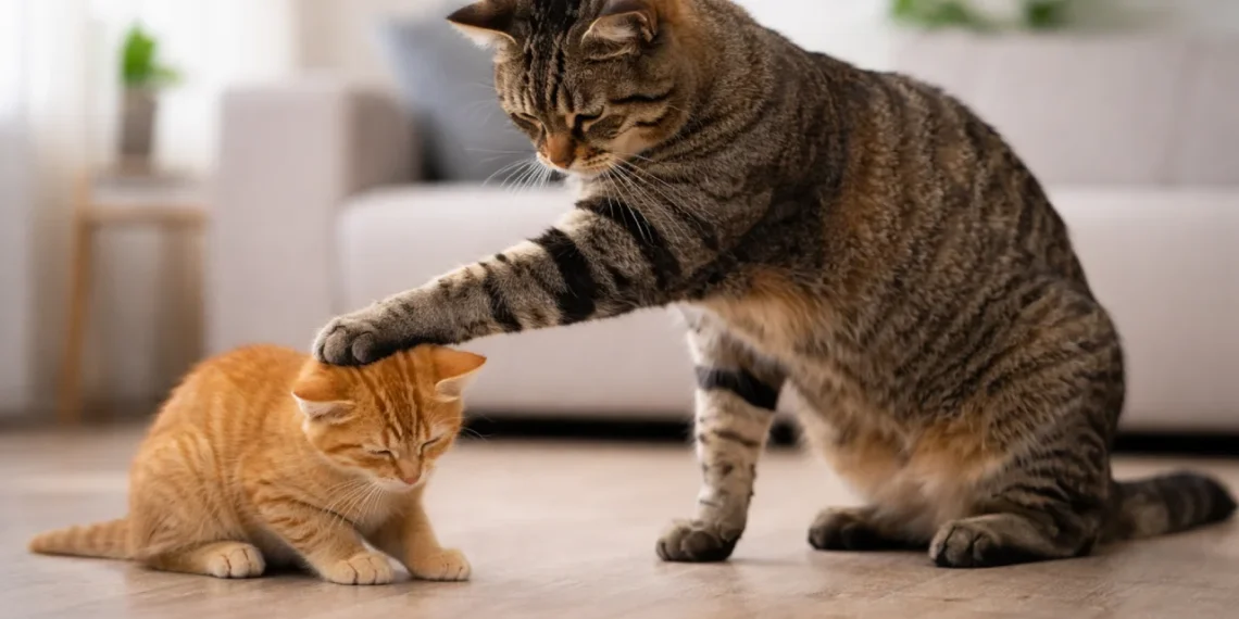 ledelsesret - stor kat dasker til mindre kat og viser asymmetrien i et ethvert magtforhold