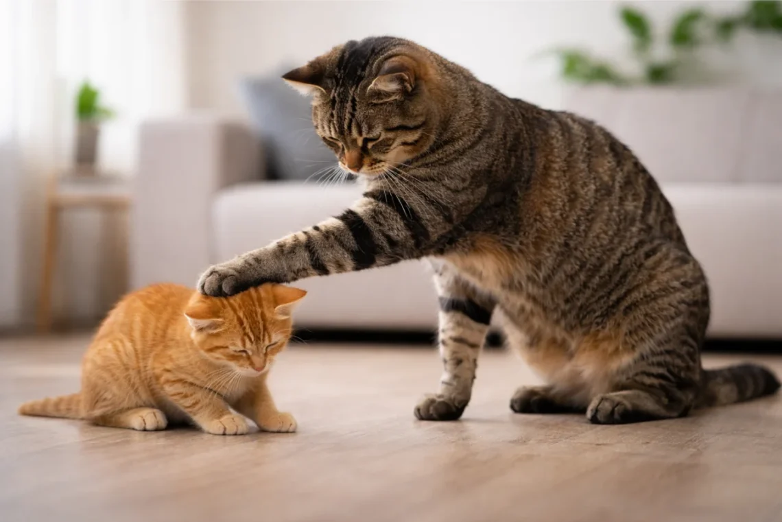ledelsesret - stor kat dasker til mindre kat og viser asymmetrien i et ethvert magtforhold