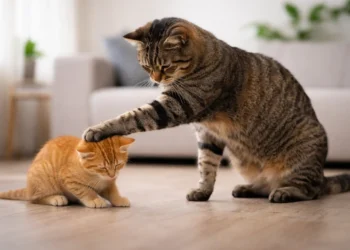 ledelsesret - stor kat dasker til mindre kat og viser asymmetrien i et ethvert magtforhold