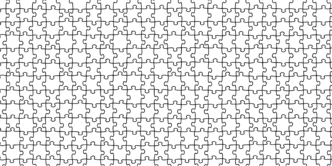 minerva-modellen illustreret som sort-hvid puslespil