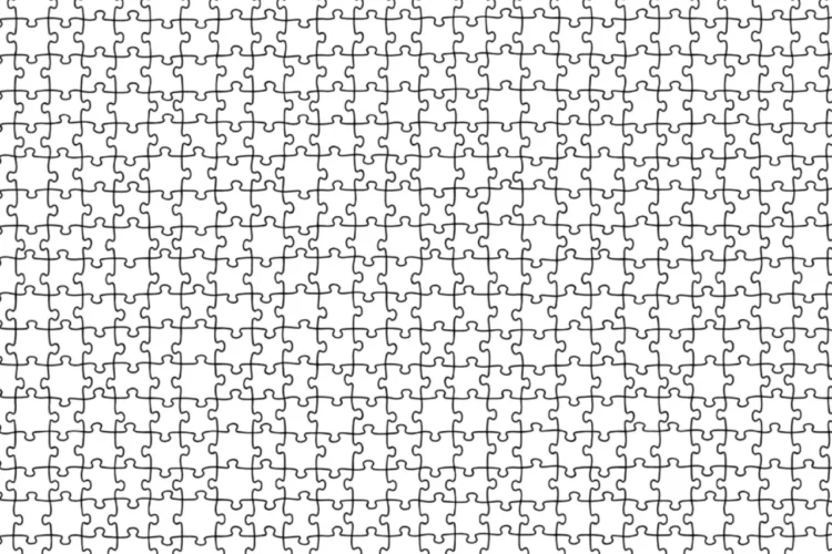 minerva-modellen illustreret som sort-hvid puslespil