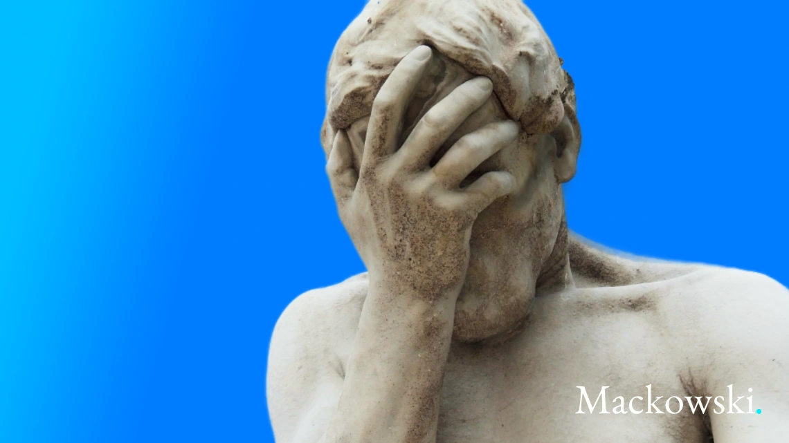 statue af når en mand er i tvivl infografik billede