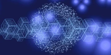 Transaktionel ledelse vist som et futuristisk netværk af forbindelser på printplade