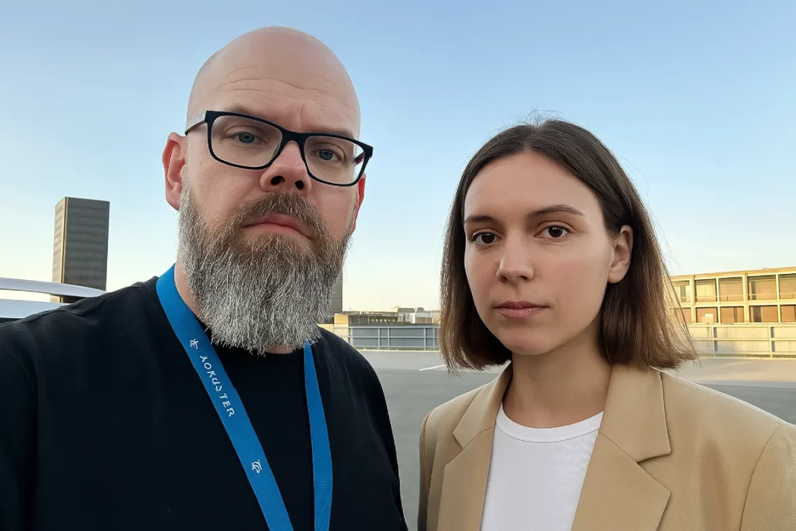 Ny leder og Nikolaj Mackowski sammen på p-plads på torvet i Albertslund