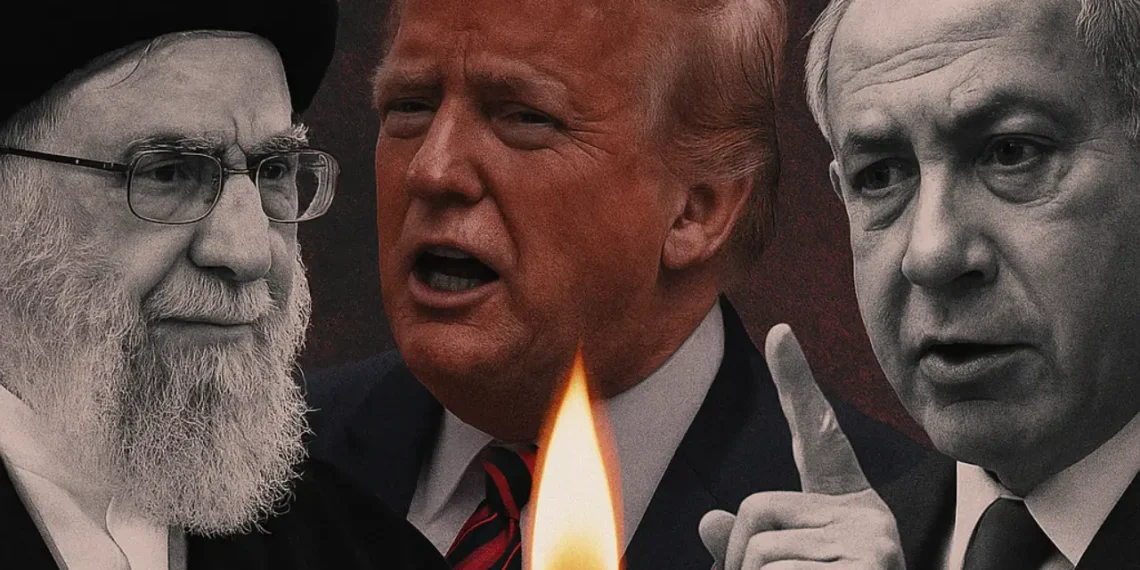 usa bomber iran - collage med netanyahu, trump og khameni