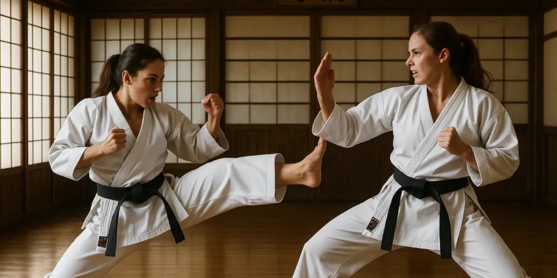 Ydre motivation - 2 kvindelige karatekæmpere som billede for ydre motivation