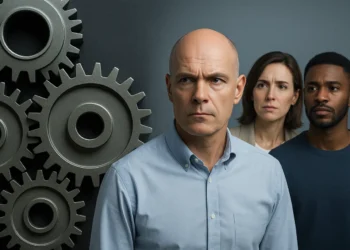 Et mekanistisk menneskesyn 3 mennesker og tandhjul