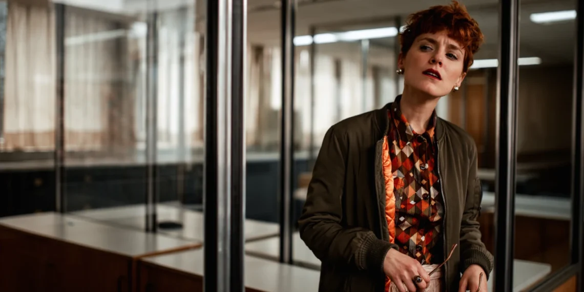 Den selvlegitimerende leder - kvinde på direktørgangen ser bestemt ud