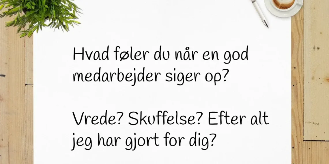 God medarbejder siger op - føler du vrede? Skuffelse? skrevet på hvidt papir.