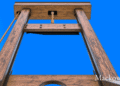 Guillotine af træ som synonym for logikken i straf