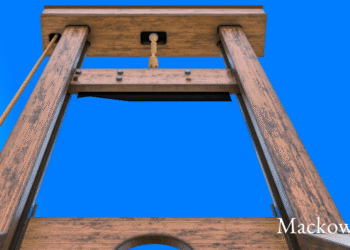Guillotine af træ som synonym for logikken i straf