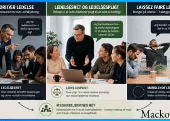 Ledelsesret vs ledelsespligt vs autoritær ledelse vs laissez faire ledelse infobillede