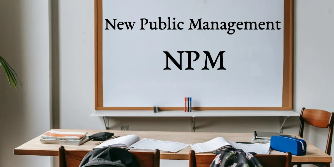New Public Mangement eller NPM skrevet på whiteboard