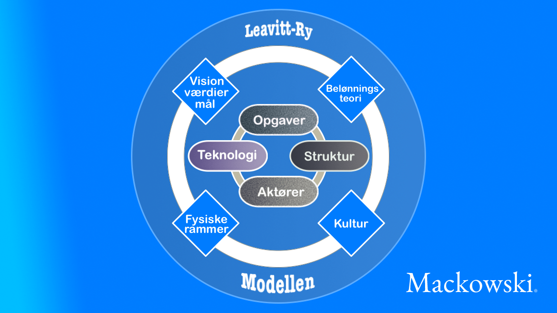 Infografik af Leavitt-Ry-modellen. Modellens indhold er uddybet i teksten nedenfor. Gemini-version.