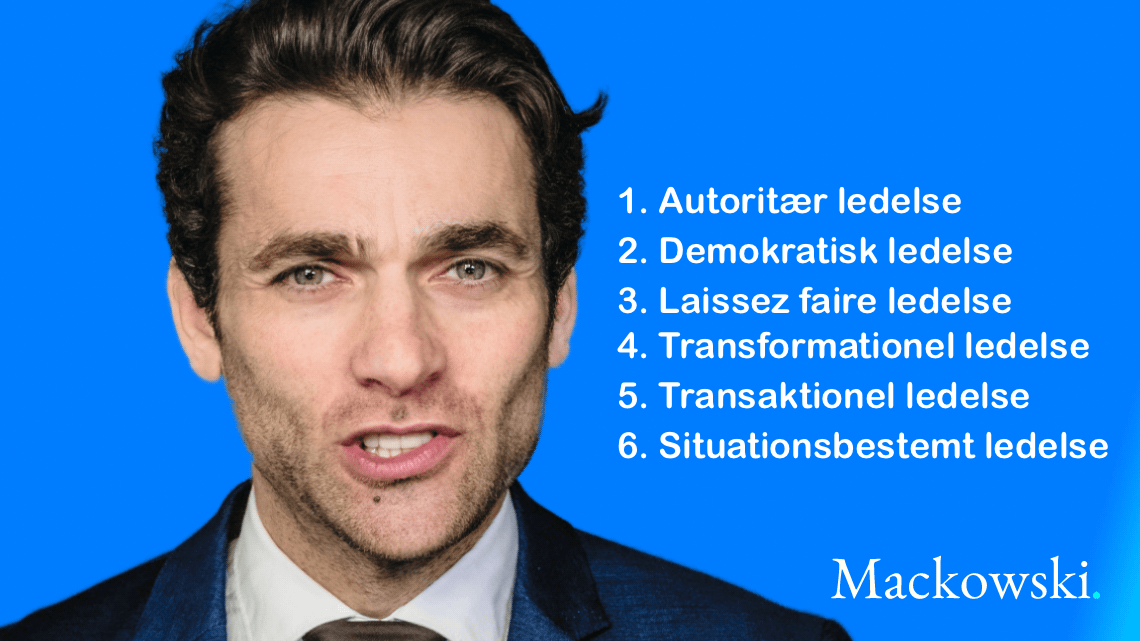 Ledelsesstile de 6 vigtigste infografik af Leder Nikolaj Mackowski