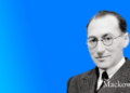 Lewins ledelsesformer Kurt Lewin selv på blå gradient baggrund V1.2