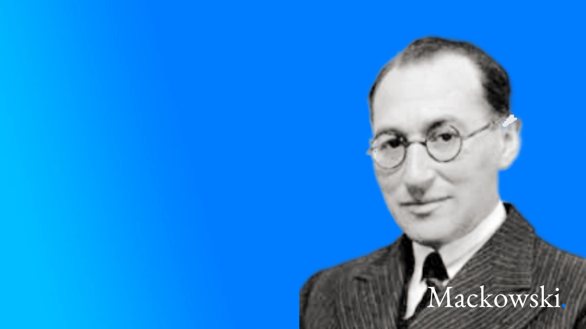 Lewins ledelsesformer Kurt Lewin selv på blå gradient baggrund V1.2