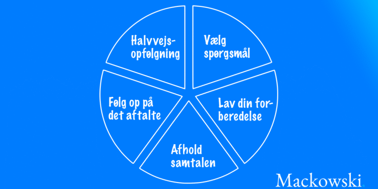 Mus-samtale forløb i fem dele infografik af Leder Nikolaj Mackowski