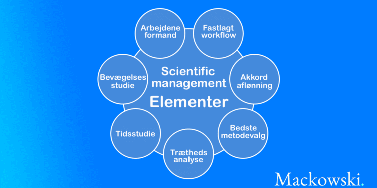 Scientific management elementerne bagved infografik på dansk af LNM (C) 2026