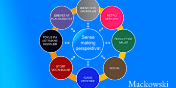 Sensemaking Meningsskabelse i kompleksitet infografik på dansk af Leder Nikolaj Mackowski