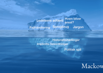 Virksomhedskultur forklaret via isbjergsmodellen mindre formelt end kultur