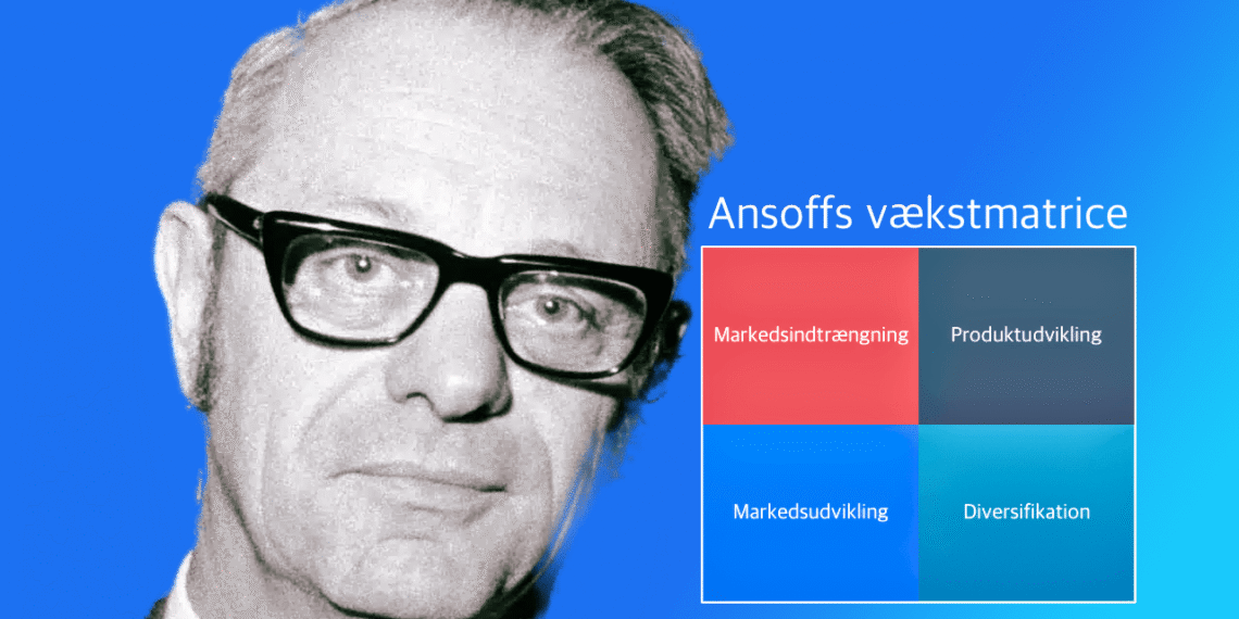 ansoffs vækstmatrice her Igor selv på blå baggrund med vækstmatricen til højre for ham selv