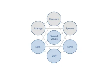 7S modellen infografik på engelsk traditionel