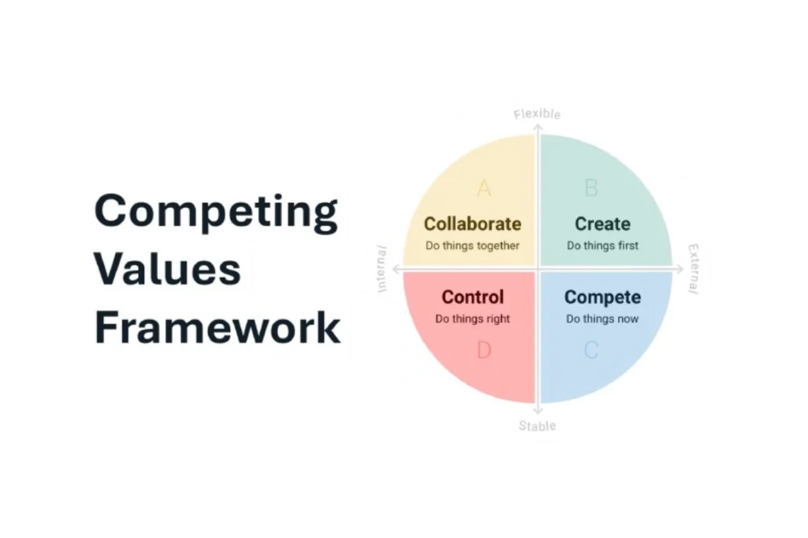 Competing values framework cirkulær infografik
