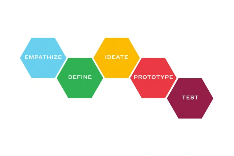Design thinking infografik på engelsk forklaret V3