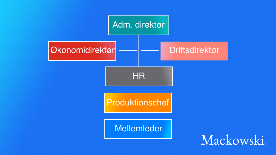 Eksempel på hierarki i et forsimplet organisationsdiagram infografik