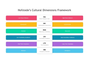 Hofstedes kulturdimensioner infografik på engelsk