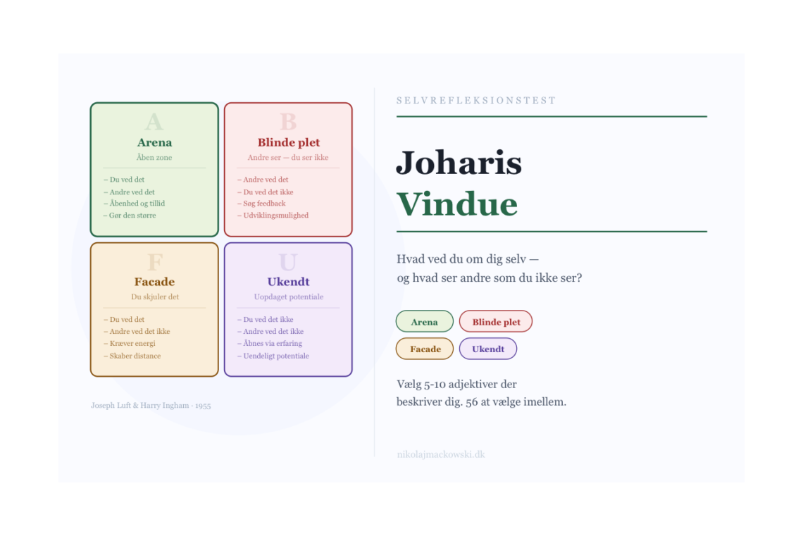 Joharis-vindue infografik til online test.