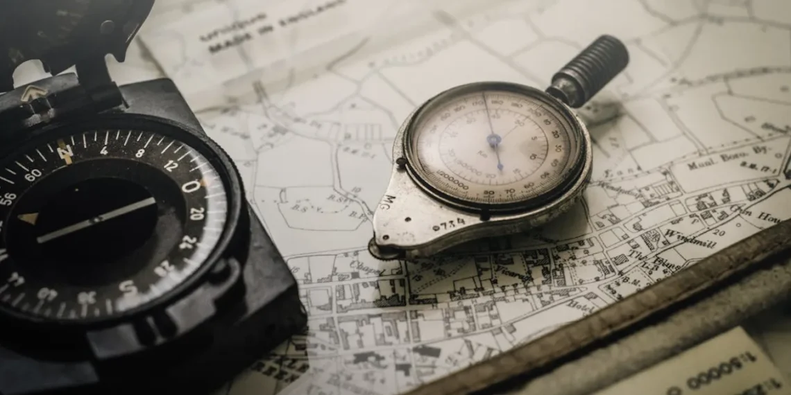 Kompas oven på søkort som udtryk for værdier.