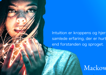 Kvindes hænder lyser op som metafor for intuition infografik