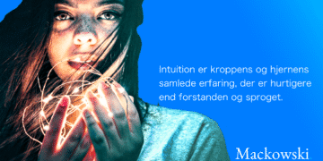 Kvindes hænder lyser op som metafor for intuition infografik