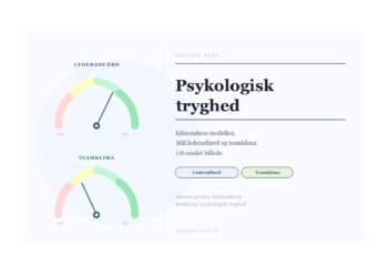 Psykologisk tryghed online test visuel infografik på dansk.