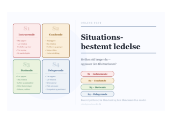 Situationsbestemt ledelse online test infografik på dansk.