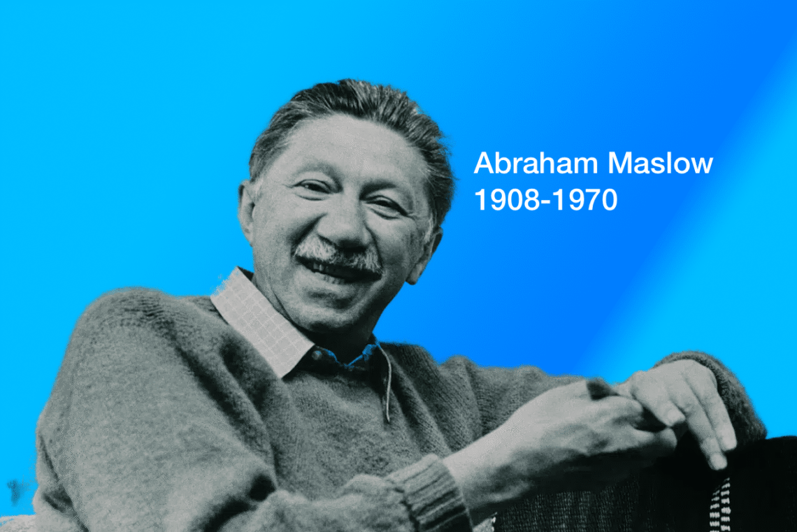 Abraham Maslow (Abraham Harold Maslow på blå baggrund