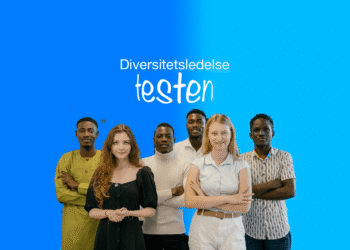 Diversitetsledelse test 6 meget forskellige mennesker på blå baggrund