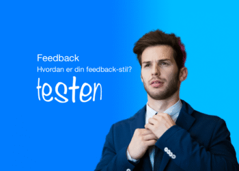 Feedback test mand retter på slips på blå baggrund V2.1