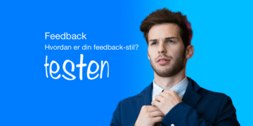 Feedback test mand retter på slips på blå baggrund V2.1