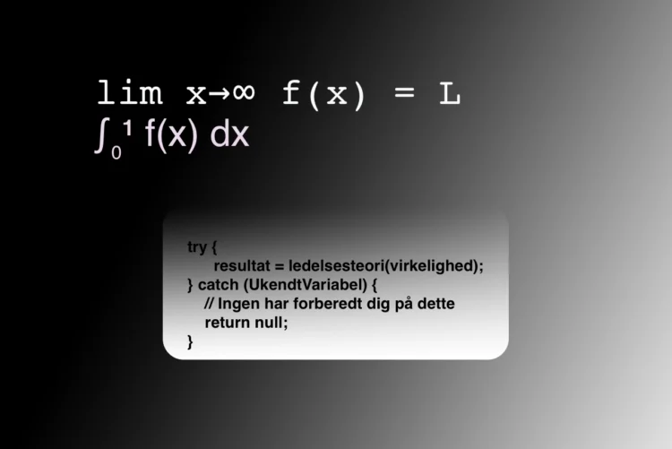 Ledelsesteori og iboende begrænsninger forklaret via matematikkens og programmeringens afgrænsninger infografik [C] 2026 LNM.