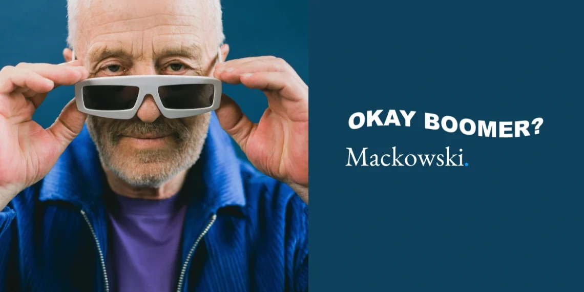 Ok boomer - mand fra generationen tager 3D briller på.