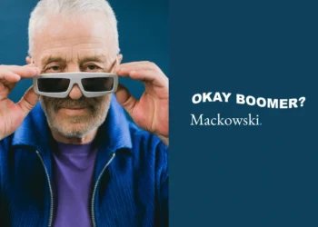 Ok boomer - mand fra generationen tager 3D briller på.