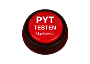 Pytknap testen rød knap med hvid skrift (C) 2016 LNM.