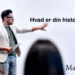 Storytelling hvad er din historie skrevet på hvid tavle med sort