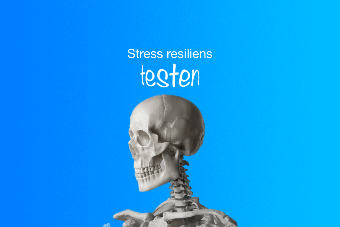 Stress resiliens-test skelet på blå baggrund som i død af stress v2.1